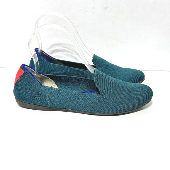 Rothy's The Almond Women’s Slip On Flats Loafers Size 7 Blue Sage Stripe Accent - Picture 1 of 9